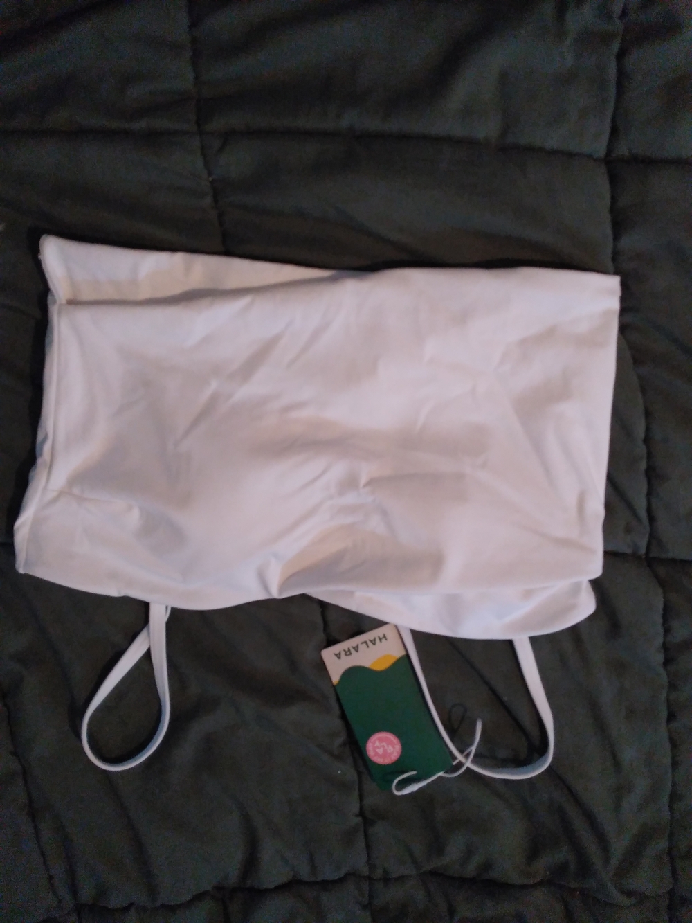 HALARA White Spaghetti Strap Tank NWT Crop Small W/ Padding & Criss Cross design